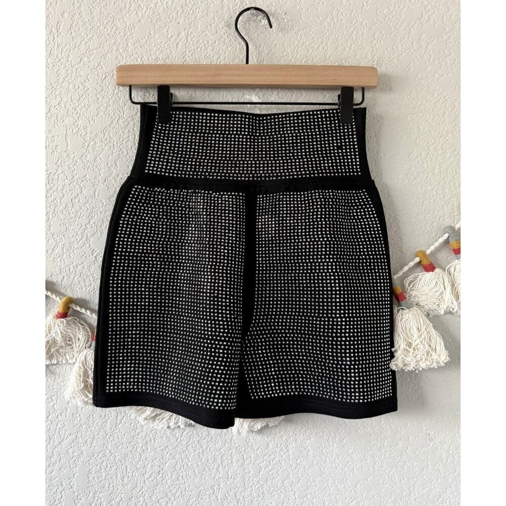 I.AM.GIA Aurora Black Rhinestone Studded High Rise Biker Shorts Grunge Glam XS